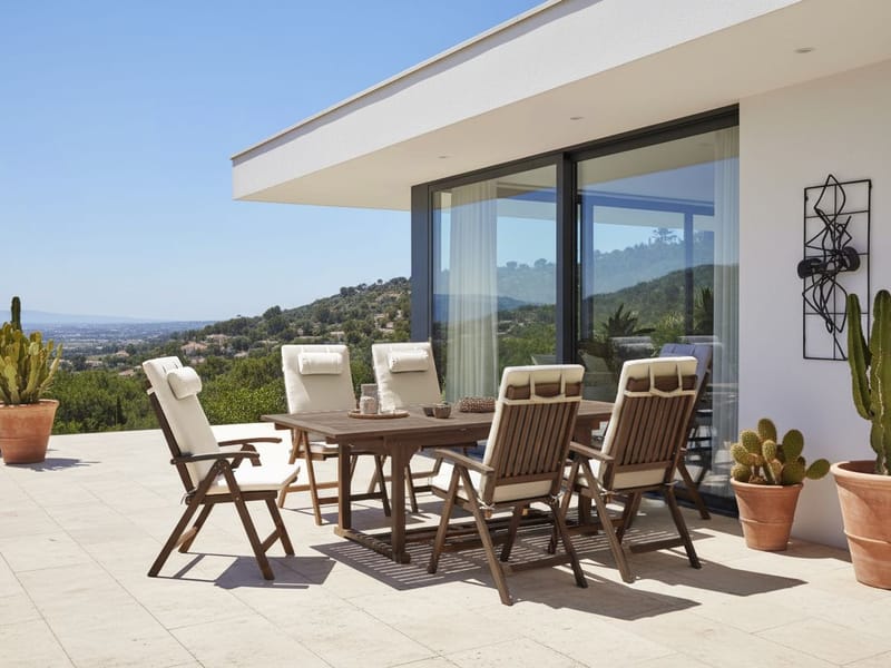 Ruokailuryhmä ulos 6-istuttava Amantea Premium akaasiapuu - Ruskea/Beige - Puutarhakalusteet - Ulkoryhmä - Ruokailuryhmät ulos