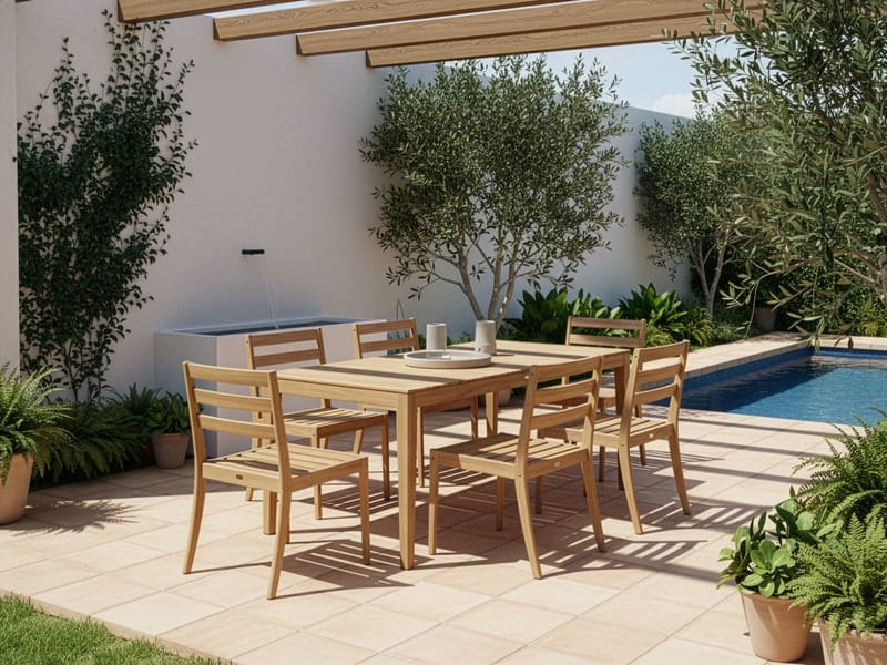 Ruokailuryhmä ulos 6-istuttava Chioggia akaasiapuu - Ruskea - Puutarhakalusteet - Ulkoryhmä - Ruokailuryhmät ulos