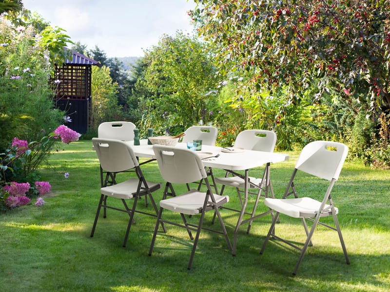 Ruokailuryhmä ulos 6-istuttava Cugnoli taitettava - Valkoinen - Puutarhakalusteet - Ulkoryhmä - Ruokailuryhmät ulos