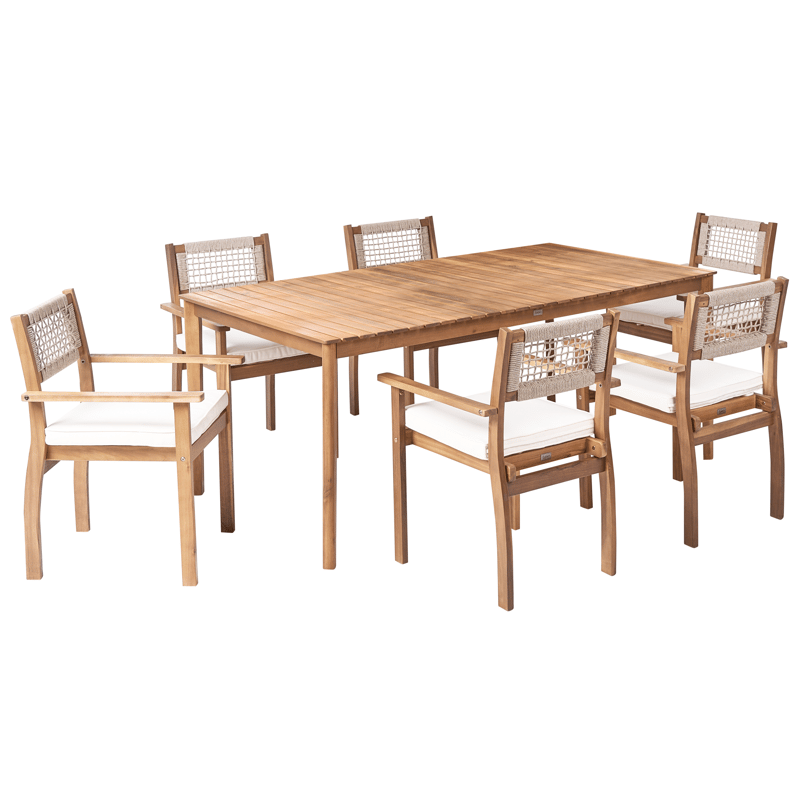 Ruokailuryhmä ulos 6-istuttava Jaco/Sumirago akaasiapuu - ruskea - Puutarhakalusteet - Ulkoryhmä - Ruokailuryhmät ulos