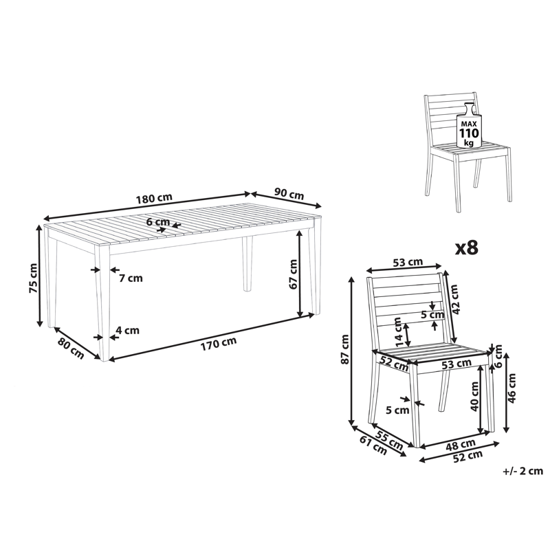 Ruokailuryhmä ulos 8-istuttava Chioggia akaasiapuu - ruskea - Puutarhakalusteet - Ulkoryhmä - Ruokailuryhmät ulos