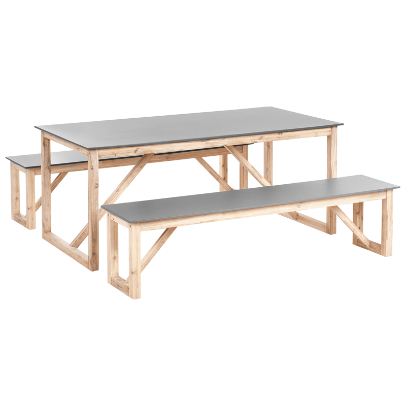 Ruokailuryhmä ulos penkeillä Notteri Betoni, harmaa/ruskea