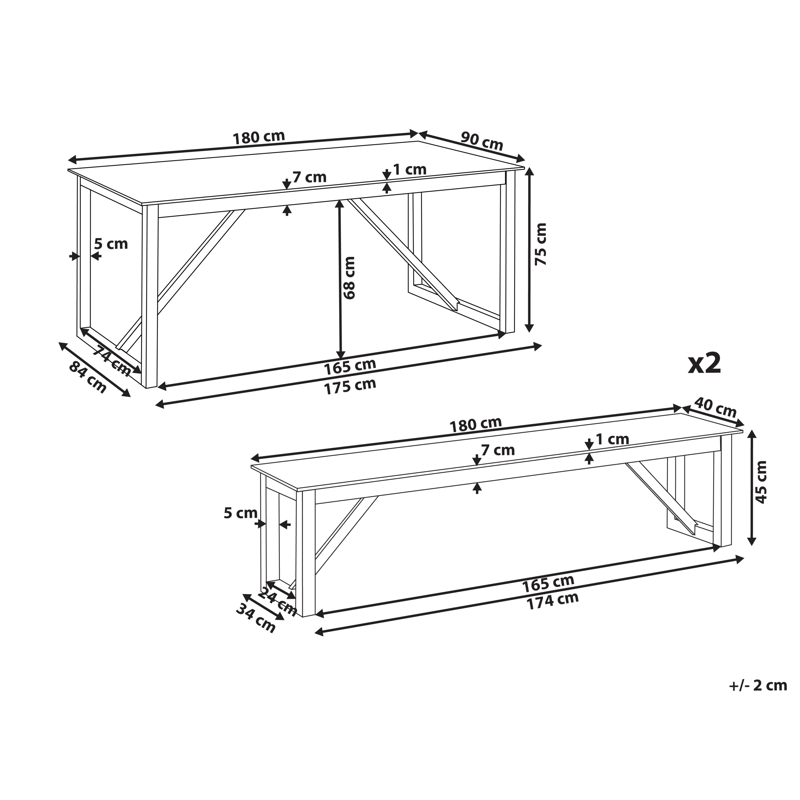 Ruokailuryhmä ulos penkeillä Notteri Betoni - harmaa/ruskea - Puutarhakalusteet - Ulkoryhmä - Ruokailuryhmät ulos
