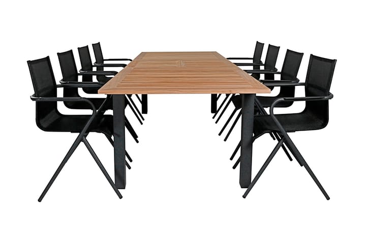 Ruokailuryhmä Panama Jatk 224 cm 8 Alina tuolia Musta/Ruskea - Venture Home - Ruokailuryhmät ulos