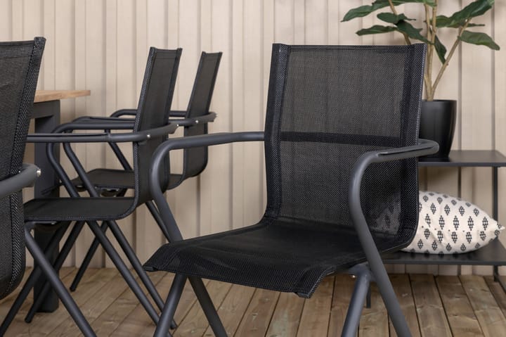 Ruokailuryhmä Panama Jatk 224 cm 8 Alina tuolia Musta/Ruskea - Venture Home - Ruokailuryhmät ulos