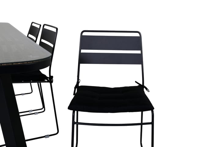 Ruokailuryhmä Paola 200 cm 6 Lina tuolia Musta - Venture Home - Ruokailuryhmät ulos