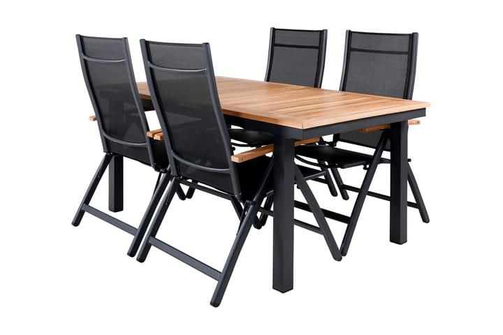 Ruokailuryhmä Panama Jatkettava 152-210 cm 4 tuolia Musta - Venture Home - Ruokailuryhmät ulos