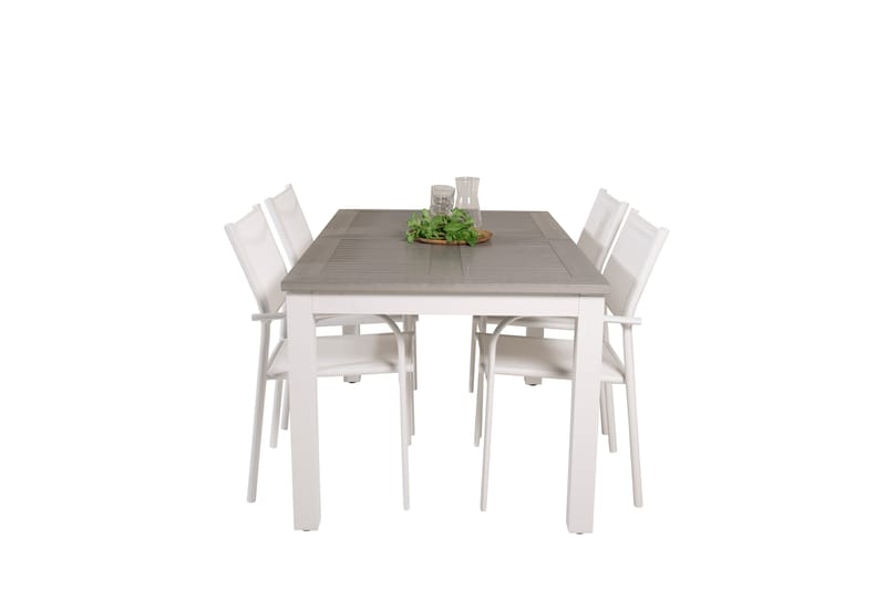 Ruokaryhmä Albany 150-210 cm Suorakulmainen 4 Santorini-tuolilla - Harmaa - Puutarhakalusteet - Ulkoryhmä - Ruokailuryhmät ulos