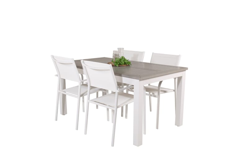 Ruokaryhmä Albany 150-210 cm Suorakulmainen 4 Santorini-tuolilla - Harmaa - Puutarhakalusteet - Ulkoryhmä - Ruokailuryhmät ulos