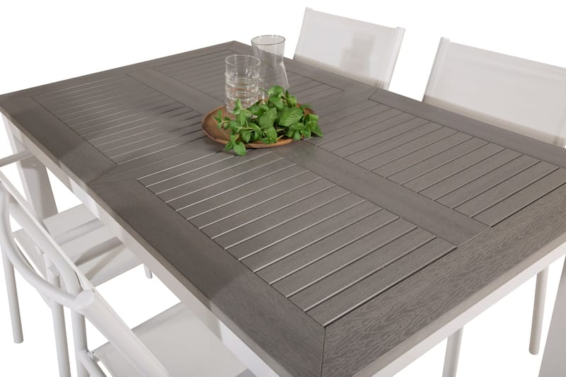 Ruokaryhmä Albany 150-210 cm Suorakulmainen 4 Santorini-tuolilla - Harmaa - Puutarhakalusteet - Ulkoryhmä - Ruokailuryhmät ulos