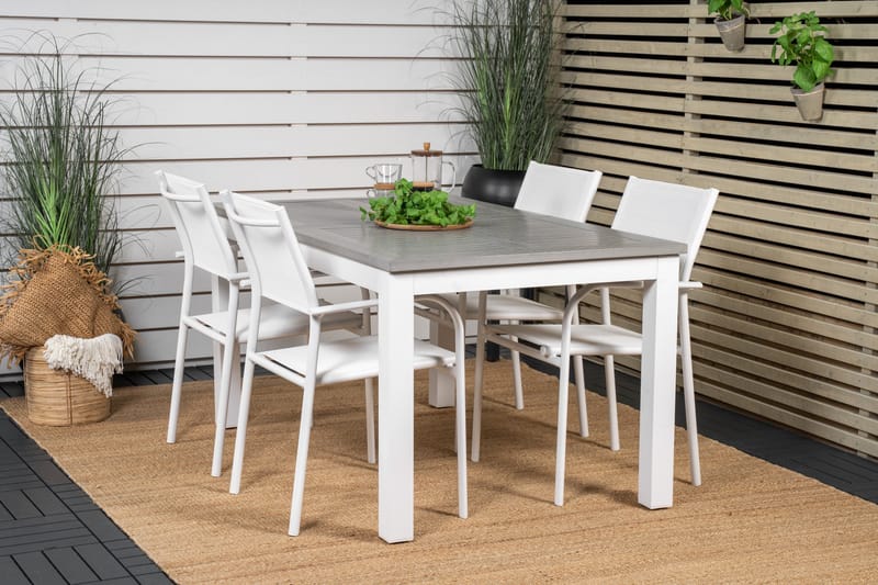 Ruokaryhmä Albany 150-210 cm Suorakulmainen 4 Santorini-tuolilla - Harmaa - Puutarhakalusteet - Ulkoryhmä - Ruokailuryhmät ulos