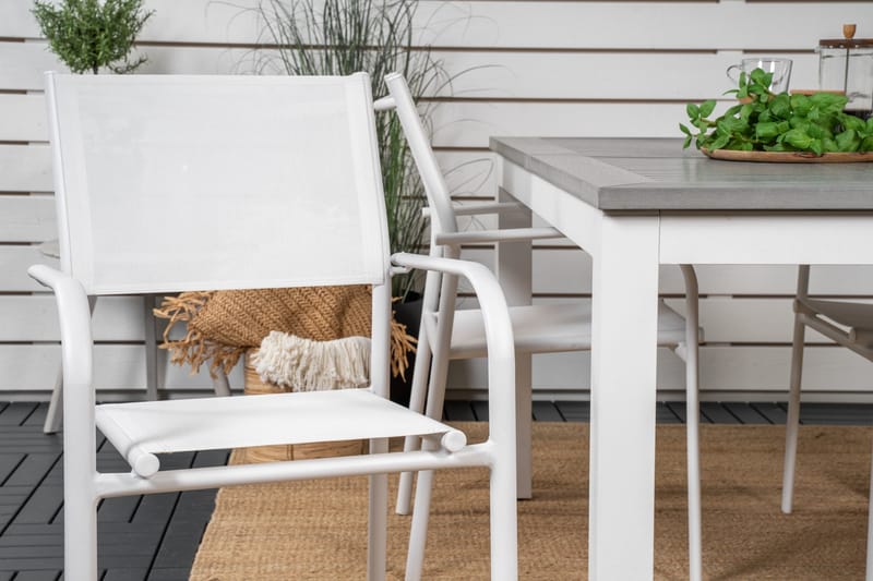 Ruokaryhmä Albany 150-210 cm Suorakulmainen 4 Santorini-tuolilla - Harmaa - Puutarhakalusteet - Ulkoryhmä - Ruokailuryhmät ulos