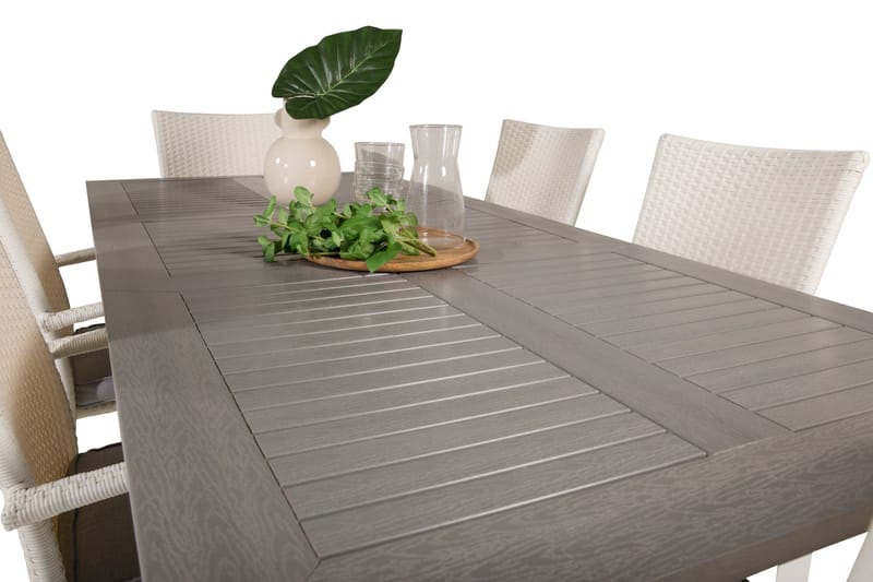 Ruokaryhmä Albany 150-210 cm Suorakulmainen 6 Anna-tuolilla - Harmaa - Puutarhakalusteet - Ulkoryhmä - Ruokailuryhmät ulos