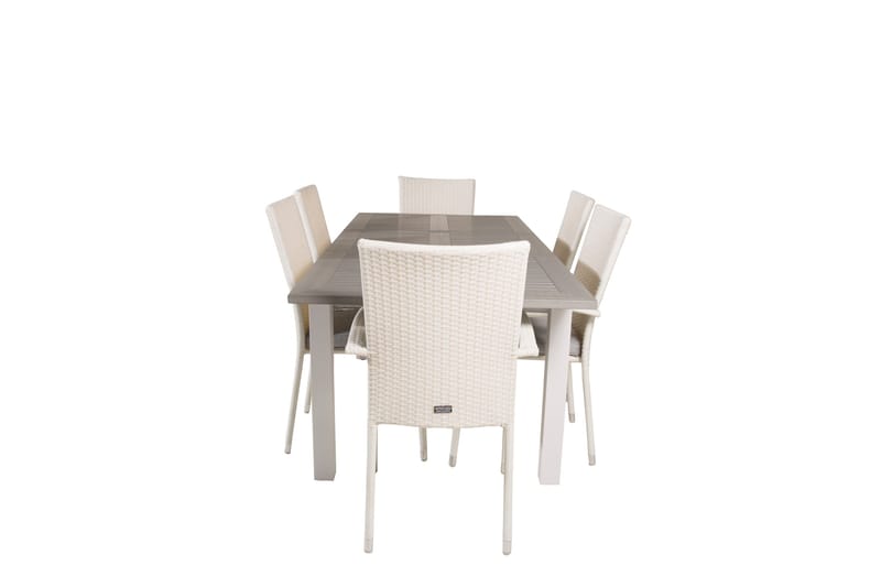 Ruokaryhmä Albany 150-210 cm Suorakulmainen 6 Anna-tuolilla - Harmaa - Puutarhakalusteet - Ulkoryhmä - Ruokailuryhmät ulos