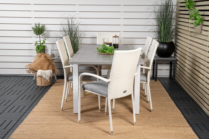 Ruokaryhmä Albany 150-210 cm Suorakulmainen 6 Anna-tuolilla - Harmaa - Puutarhakalusteet - Ulkoryhmä - Ruokailuryhmät ulos