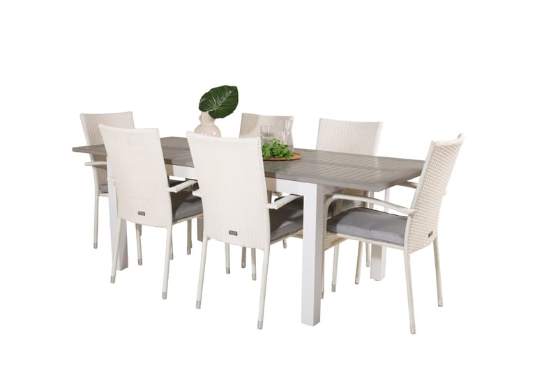 Ruokaryhmä Albany 150-210 cm Suorakulmainen 6 Anna-tuolilla - Harmaa - Puutarhakalusteet - Ulkoryhmä - Ruokailuryhmät ulos