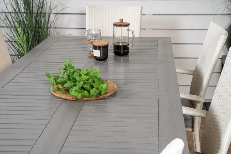 Ruokaryhmä Albany 150-210 cm Suorakulmainen 6 Anna-tuolilla - Harmaa - Puutarhakalusteet - Ulkoryhmä - Ruokailuryhmät ulos