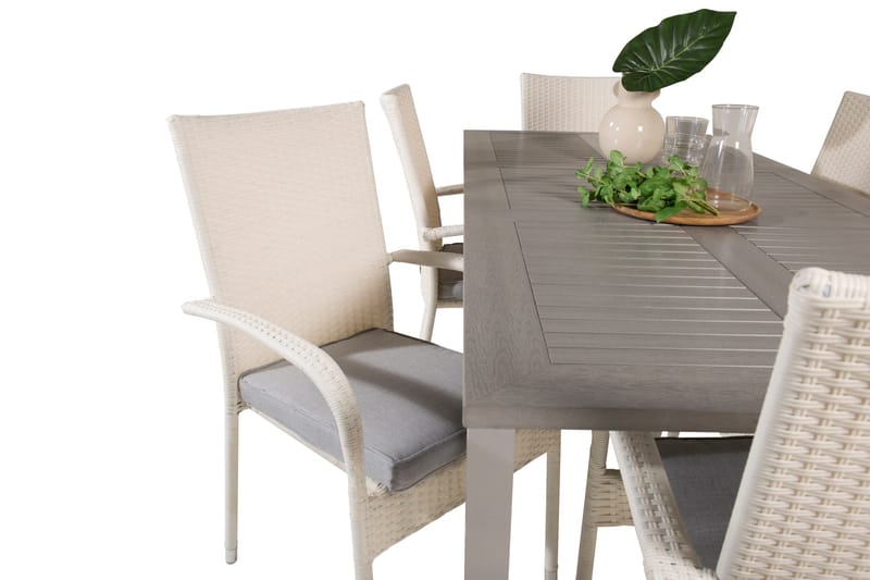 Ruokaryhmä Albany 150-210 cm Suorakulmainen 6 Anna-tuolilla - Harmaa - Puutarhakalusteet - Ulkoryhmä - Ruokailuryhmät ulos