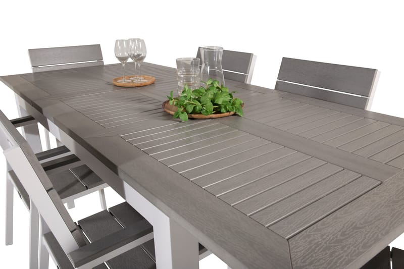 Ruokaryhmä Albany 150-210 cm Suorakulmainen 6 Levels-tuolilla - Harmaa - Puutarhakalusteet - Ulkoryhmä - Ruokailuryhmät ulos