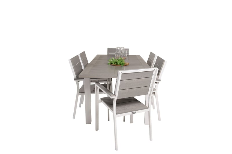 Ruokaryhmä Albany 150-210 cm Suorakulmainen 6 Levels-tuolilla - Harmaa - Puutarhakalusteet - Ulkoryhmä - Ruokailuryhmät ulos