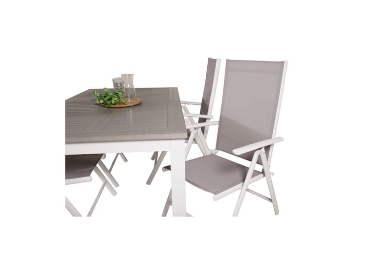 Ruokaryhmä Albany Suorakulmainen 125/210x90 cm Valkoinen / Harmaa Break-tuoleilla 4 kpl - 4 kpl - Puutarhakalusteet - Ulkoryhmä - Ruokailuryhmät ulos
