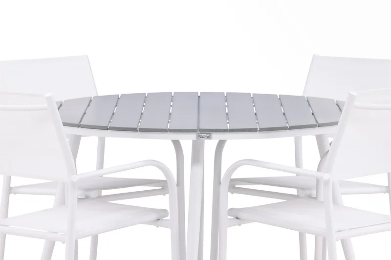 Ruokaryhmä Break 120 cm Pyöreä 4 Santorini-tuolilla - Harmaa - Puutarhakalusteet - Ulkoryhmä - Ruokailuryhmät ulos