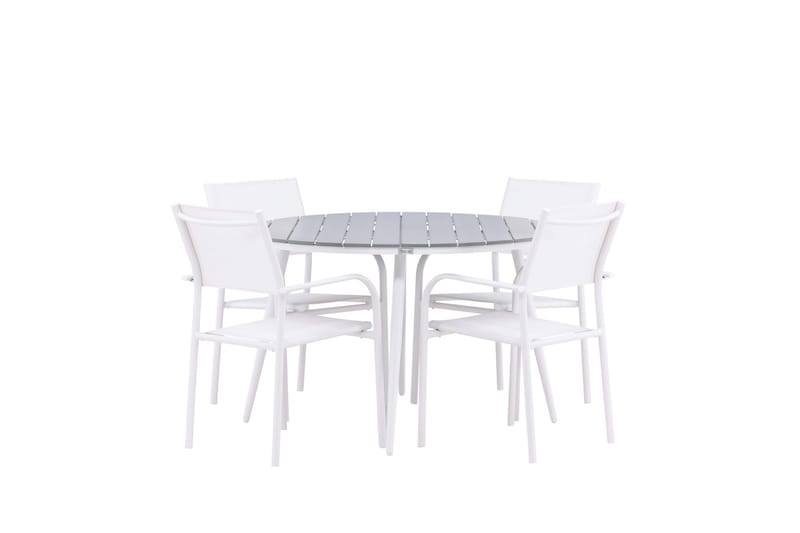 Ruokaryhmä Break 120 cm Pyöreä 4 Santorini-tuolilla, Harmaa