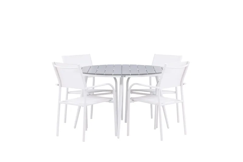 Ruokaryhmä Break 120 cm Pyöreä 4 Santorini-tuolilla, Harmaa