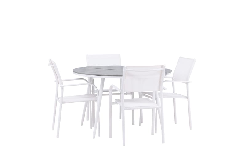 Ruokaryhmä Break 120 cm Pyöreä 4 Santorini-tuolilla - Harmaa - Puutarhakalusteet - Ulkoryhmä - Ruokailuryhmät ulos