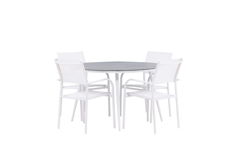 Ruokaryhmä Break 120 cm Py�öreä 4 Santorini-tuolilla - Harmaa - Puutarhakalusteet - Ulkoryhmä - Ruokailuryhmät ulos