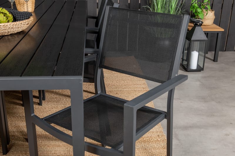 Ruokaryhmä Break 205 cm Suorakulmainen 6 Copacabana-tuolilla - Musta - Puutarhakalusteet - Ulkoryhmä - Ruokailuryhmät ulos