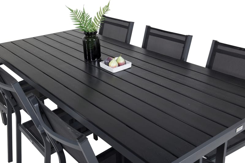 Ruokaryhmä Break 205 cm Suorakulmainen 6 Copacabana-tuolilla - Musta - Puutarhakalusteet - Ulkoryhmä - Ruokailuryhmät ulos