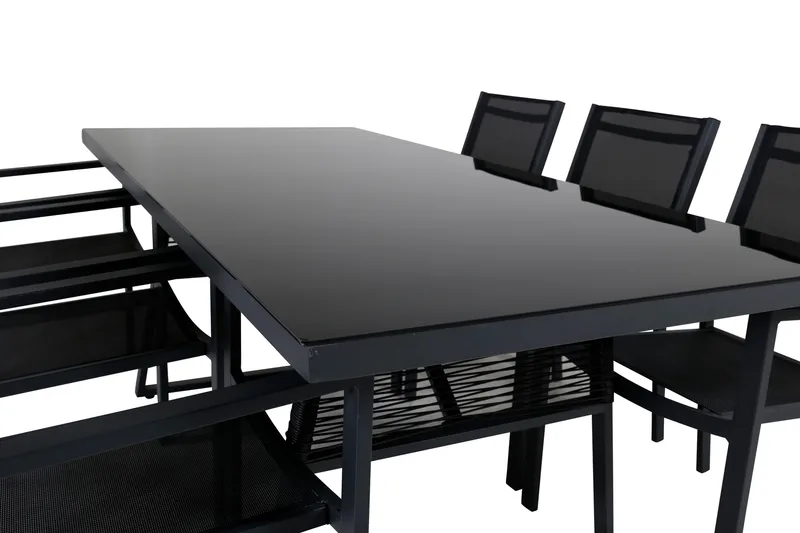 Ruokaryhmä Dallas cm Suorakulmainen 6 Copacabana-tuolilla - Musta - Puutarhakalusteet - Ulkoryhmä - Ruokailuryhmät ulos