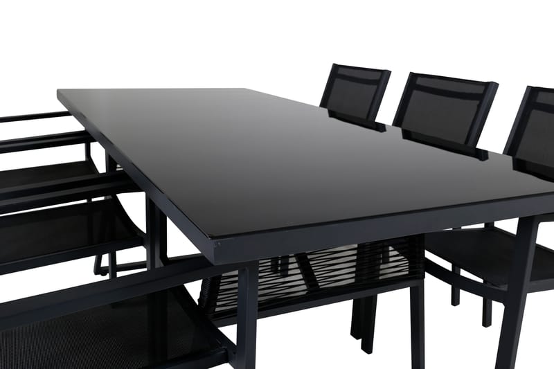 Ruokaryhmä Dallas cm Suorakulmainen 6 Copacabana-tuolilla - Musta - Puutarhakalusteet - Ulkoryhmä - Ruokailuryhmät ulos