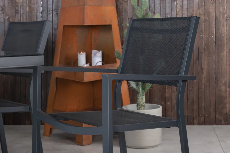 Ruokaryhmä Dallas cm Suorakulmainen 6 Copacabana-tuolilla - Musta - Puutarhakalusteet - Ulkoryhmä - Ruokailuryhmät ulos