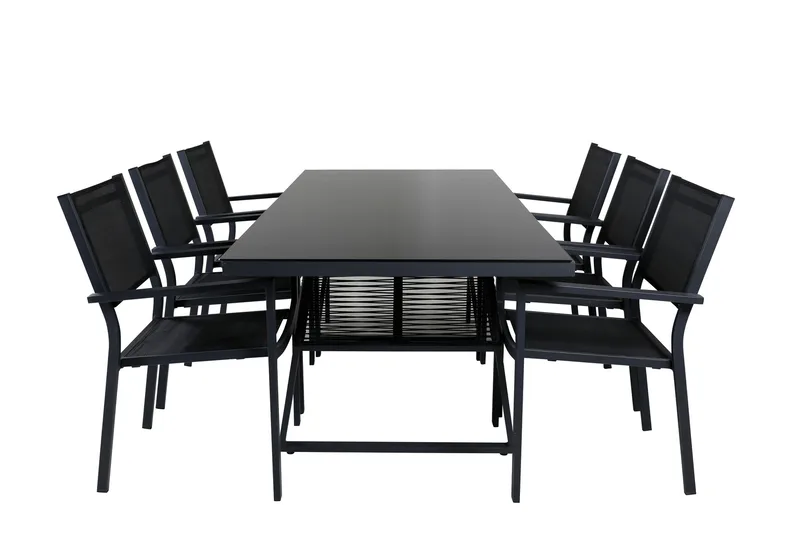 Ruokaryhmä Dallas cm Suorakulmainen 6 Copacabana-tuolilla, Musta