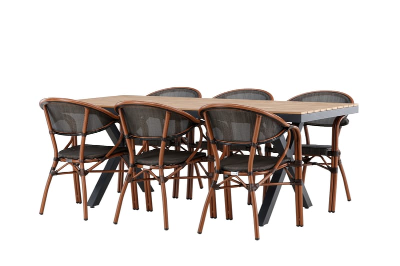 Ruokaryhmä Garcia 200 cm Suorakulmainen 6 Vila Real -tuolilla - Musta - Puutarhakalusteet - Ulkoryhmä - Ruokailuryhmät ulos