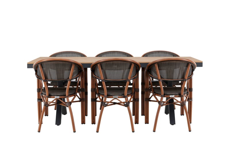 Ruokaryhmä Garcia 200 cm Suorakulmainen 6 Vila Real -tuolilla - Musta - Puutarhakalusteet - Ulkoryhmä - Ruokailuryhmät ulos