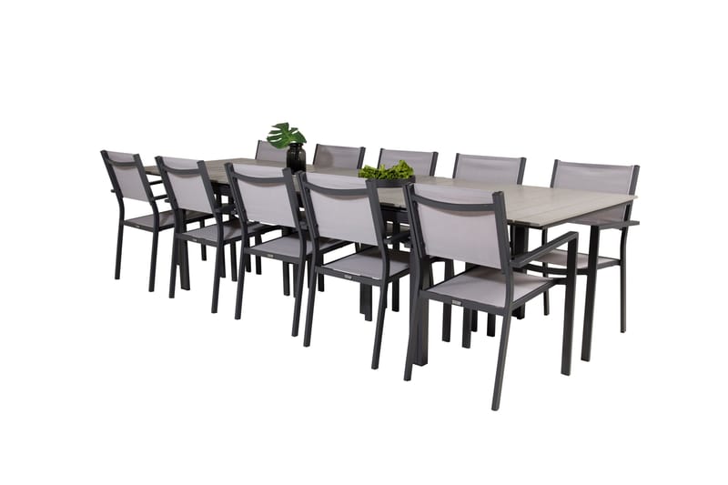 Ruokaryhmä Levels 225-325 cm Suorakulmainen 10 Copacabana-tuolilla - Harmaa - Puutarhakalusteet - Ulkoryhmä - Ruokailuryhmät ulos