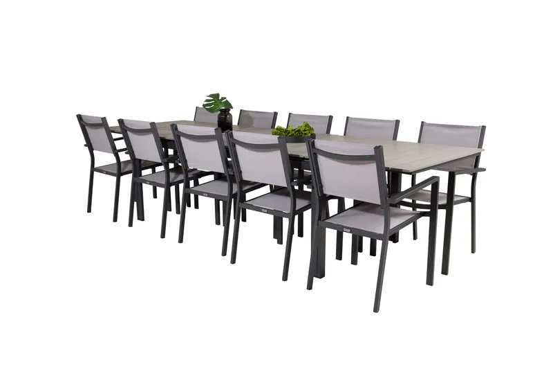 Ruokaryhmä Levels 225-325 cm Suorakulmainen 10 Copacabana-tuolilla - Harmaa - Puutarhakalusteet - Ulkoryhmä - Ruokailuryhmät ulos