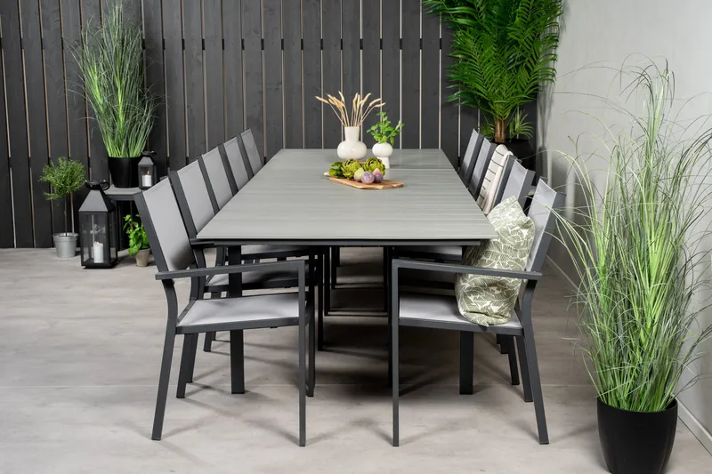 Ruokaryhmä Levels 225-325 cm Suorakulmainen 10 Copacabana-tuolilla - Harmaa - Puutarhakalusteet - Ulkoryhmä - Ruokailuryhmät ulos