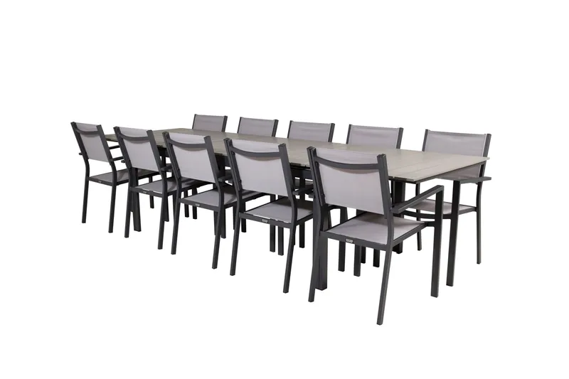 Ruokaryhmä Levels 225-325 cm Suorakulmainen 10 Copacabana-tuolilla - Harmaa - Puutarhakalusteet - Ulkoryhmä - Ruokailuryhmät ulos