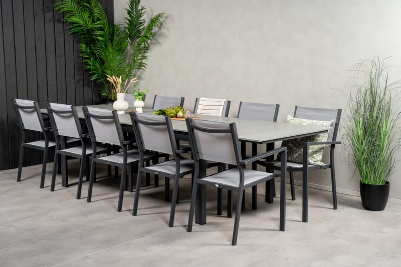 Ruokaryhmä Levels 225-325 cm Suorakulmainen 10 Copacabana-tuolilla - Harmaa - Puutarhakalusteet - Ulkoryhmä - Ruokailuryhmät ulos