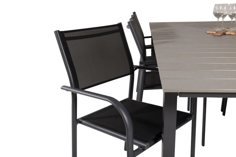 Ruokaryhmä Levels 225-325 cm Suorakulmainen 6 Santorini-tuolilla - Musta - Puutarhakalusteet - Ulkoryhmä - Ruokailuryhmät ulos