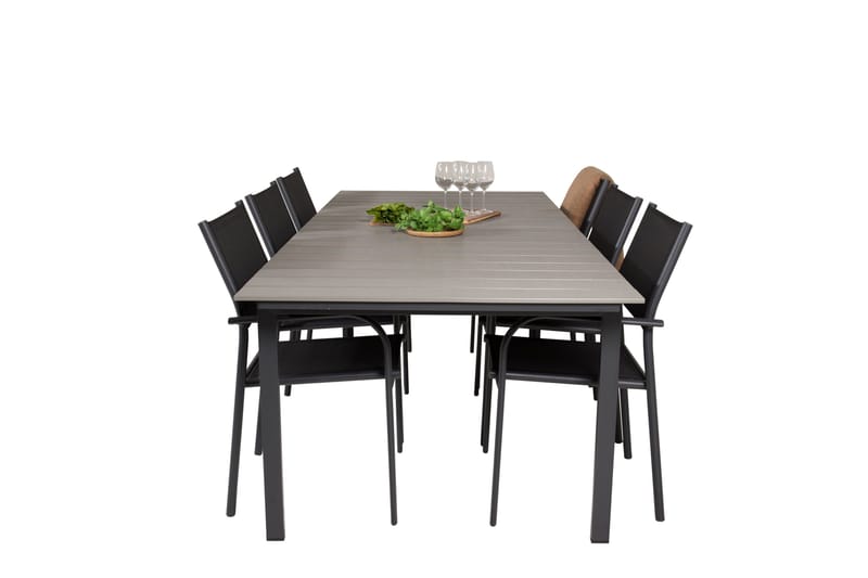 Ruokaryhmä Levels 225-325 cm Suorakulmainen 6 Santorini-tuolilla - Musta - Puutarhakalusteet - Ulkoryhmä - Ruokailuryhmät ulos