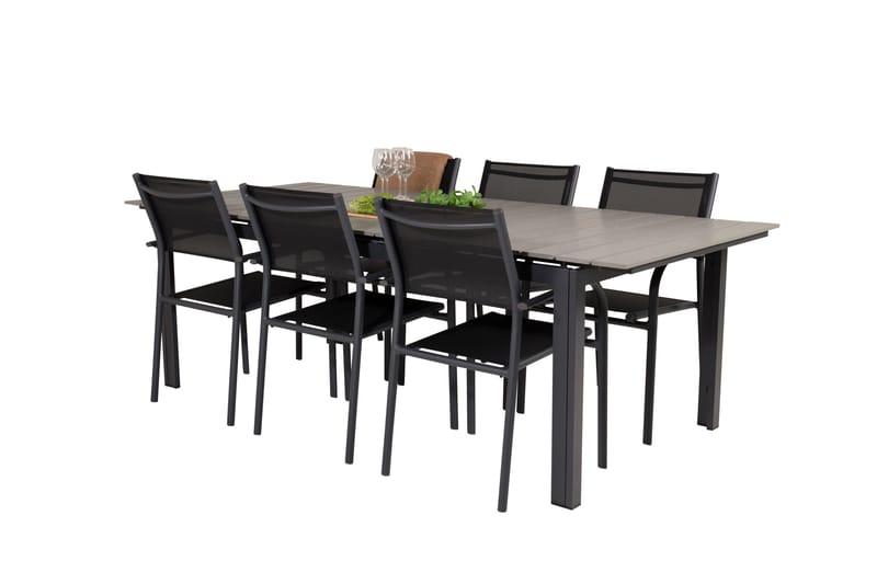 Ruokaryhmä Levels 225-325 cm Suorakulmainen 6 Santorini-tuolilla - Musta - Puutarhakalusteet - Ulkoryhmä - Ruokailuryhmät ulos