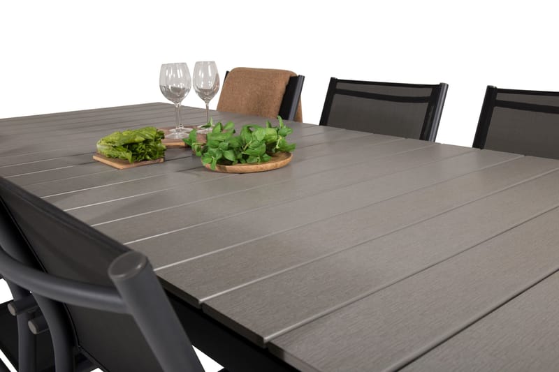 Ruokaryhmä Levels 225-325 cm Suorakulmainen 6 Santorini-tuolilla - Musta - Puutarhakalusteet - Ulkoryhmä - Ruokailuryhmät ulos