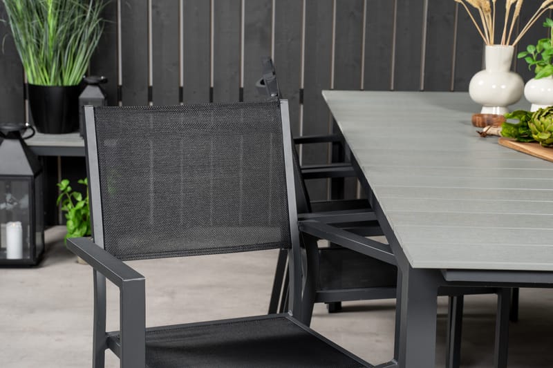 Ruokaryhmä Levels 230-310 cm Suorakulmainen 6 Copacabana-tuolilla - Musta - Puutarhakalusteet - Ulkoryhmä - Ruokailuryhmät ulos