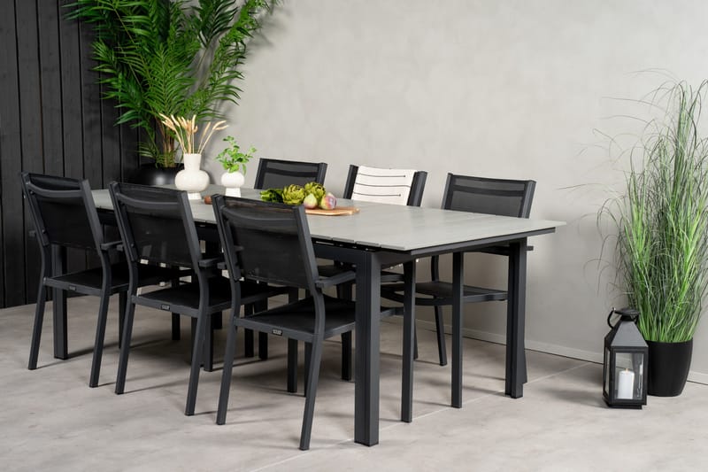 Ruokaryhmä Levels 230-310 cm Suorakulmainen 6 Copacabana-tuolilla - Musta - Puutarhakalusteet - Ulkoryhmä - Ruokailuryhmät ulos