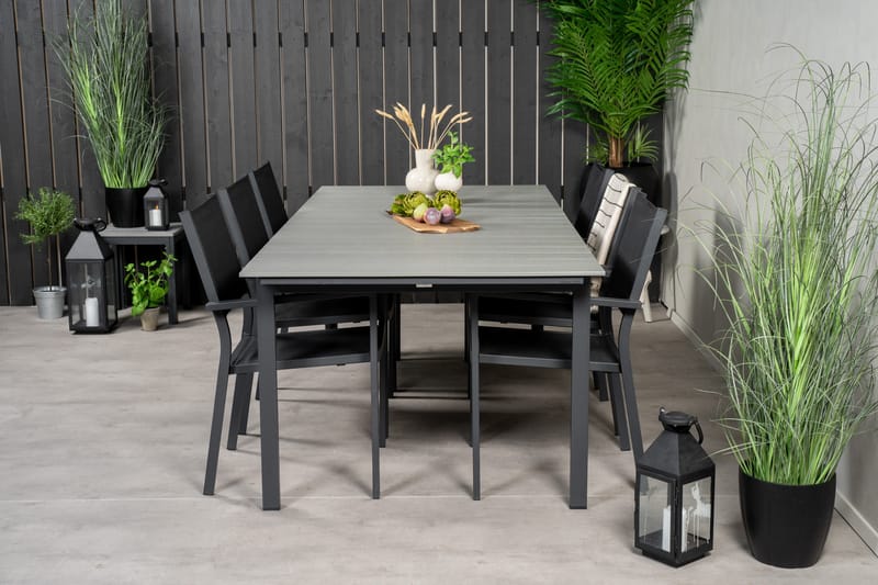 Ruokaryhmä Levels 230-310 cm Suorakulmainen 6 Copacabana-tuolilla - Musta - Puutarhakalusteet - Ulkoryhmä - Ruokailuryhmät ulos